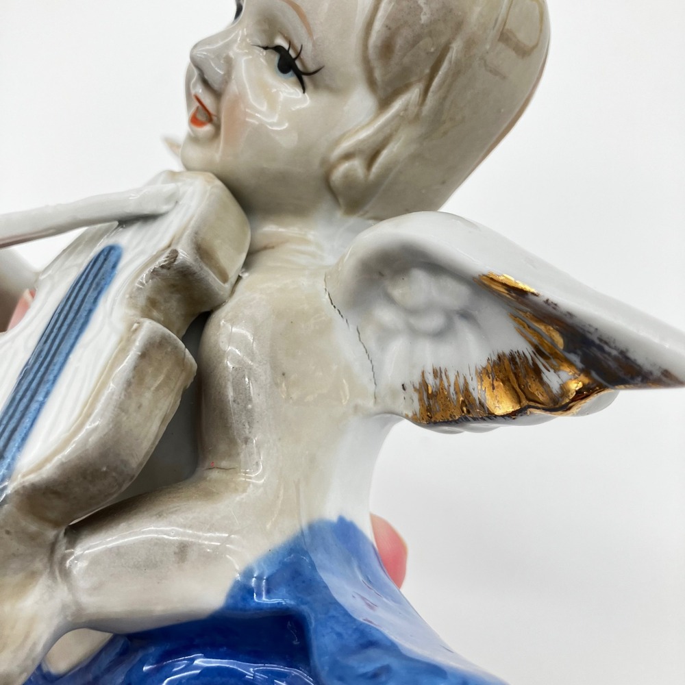 Vintage Goebel Hummel Ceramic Flying Cherub Wall Plaque Angel Violin AS IS - Picture 2 of 15